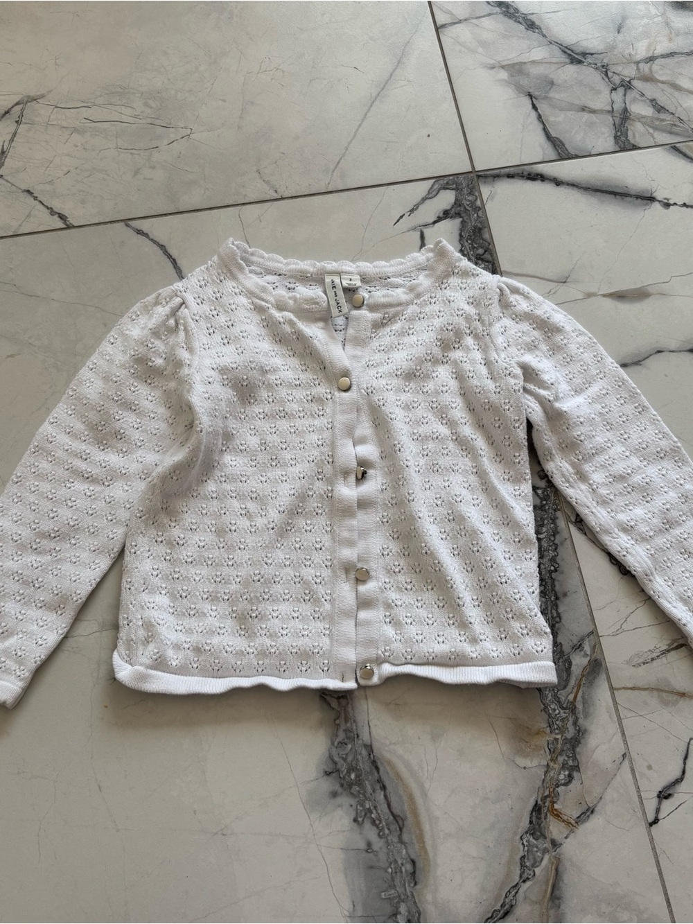 Janie and Jack White Eyelet Knit Cardigan
